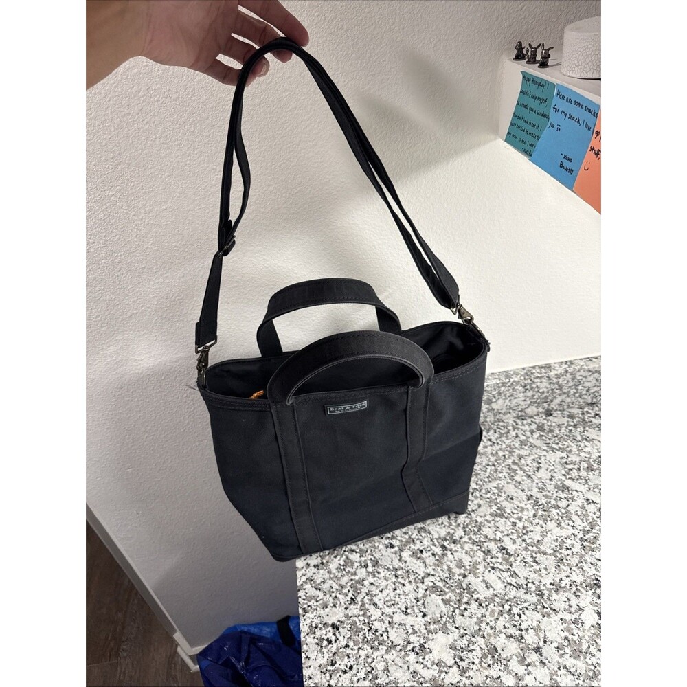 LL Bean All Black Boat And Tote Short Handles With Xtra Long Strap / USA / ZipUp - Picture 6 of 14